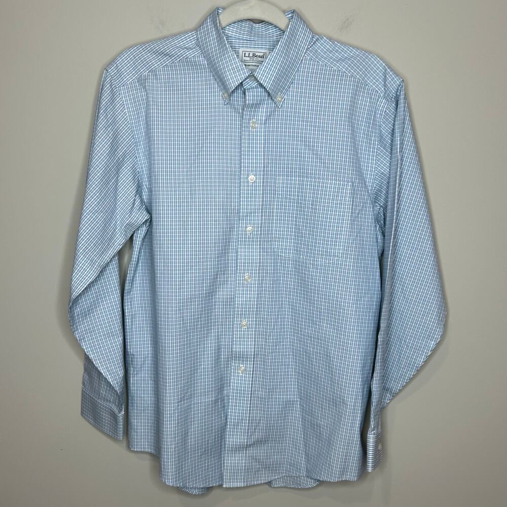 L.L. Bean Wrinkle-Free Pinpoint Oxford Cloth Shirt Traditional Fit 14.5-32